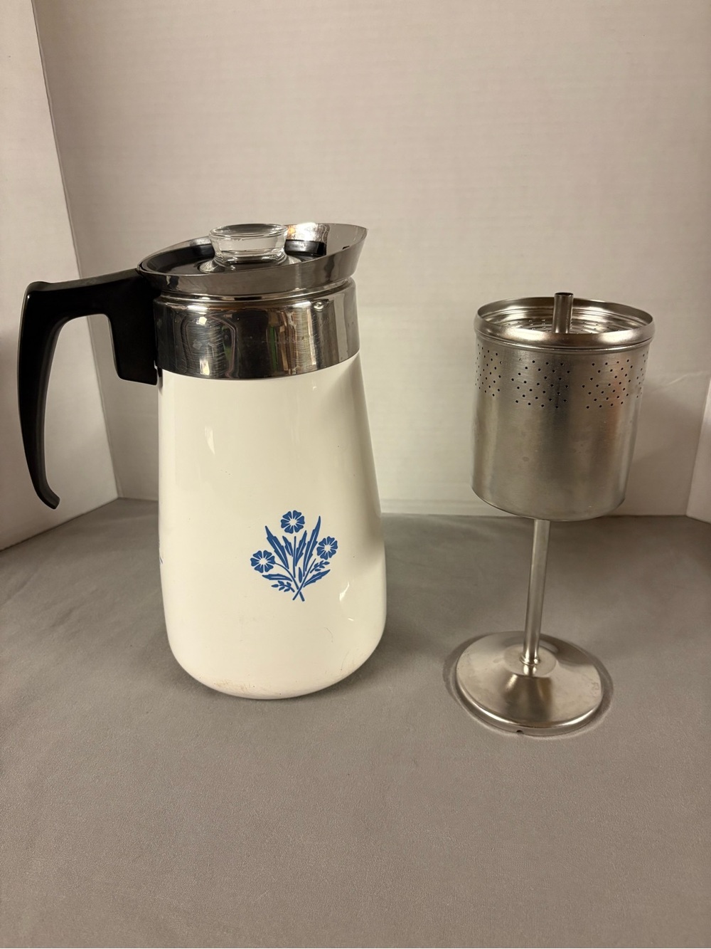 Corningware Vintage Cornflower Coffee Percolator Collectible
